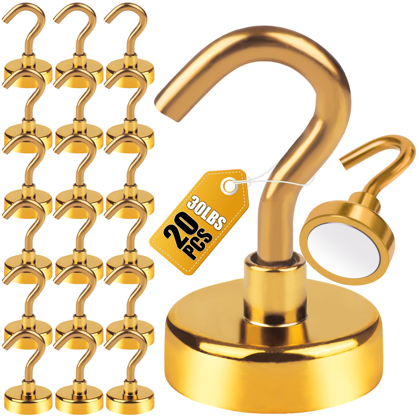 DIYMAG Magnetic Hooks, 30lbs+ Magnet Hook 2025 Cruise Cabin Ship Essentials Heavy Duty Strong Magnets Refrigerator Fridge Hanging for Classroom Beach Vacation Kitchen Grills Home 20 Pack (Silver)